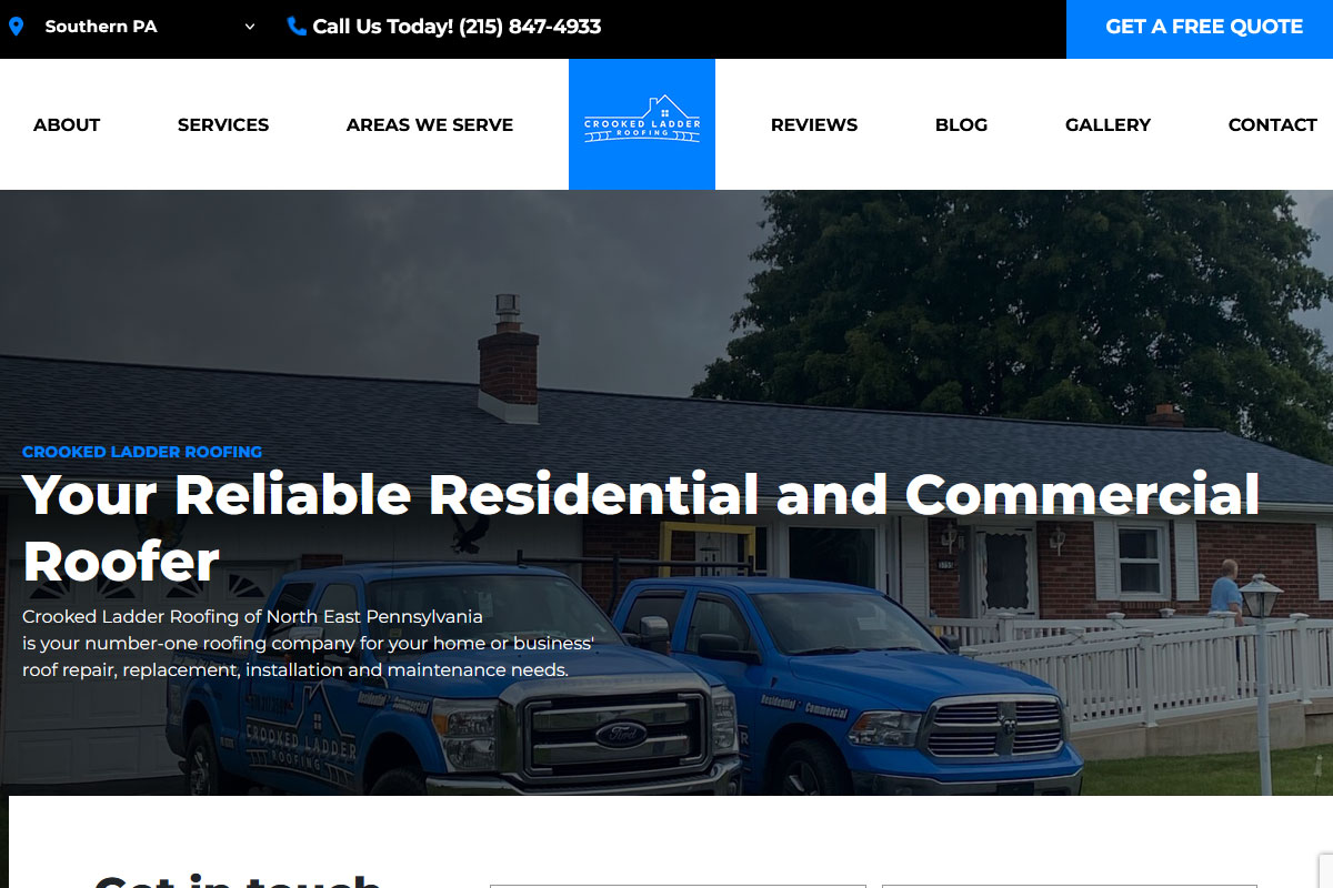 CrookedLadderRoofing.com screenshot